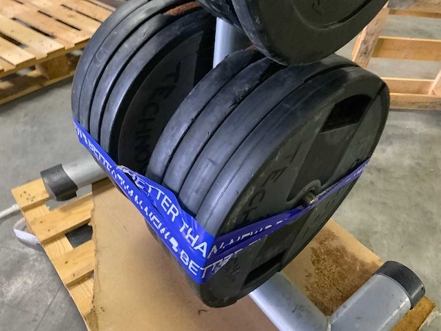 Diversen 50mm schijven 250kg met rek krachtstation - afbeelding 2 van  7