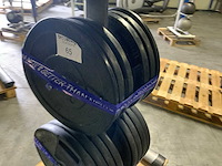 Diversen 50mm schijven 250kg met rek krachtstation - afbeelding 5 van  7