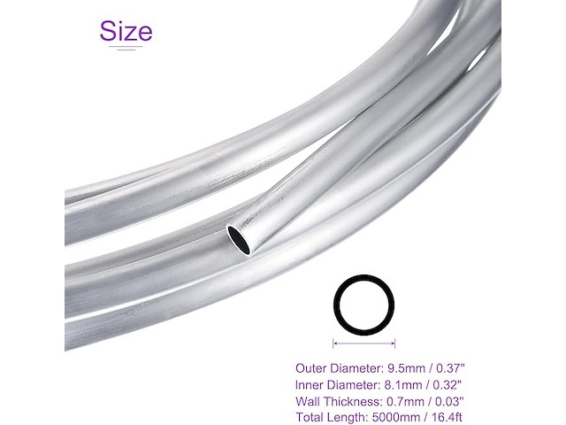 Dmiotech 3/8 "od 6061 aluminium gerolde buizenstelsel - afbeelding 2 van  3