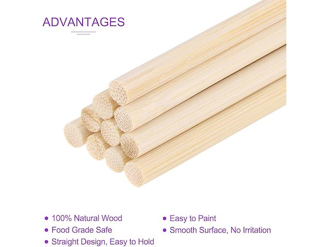Dmiotech houten deuvelstangen (50 stuks) - afbeelding 2 van  6