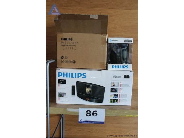 Docking system voor ipod/iphone en 3x bluetooth soundshooter speaker, philips, werking niet gekend - afbeelding 1 van  2