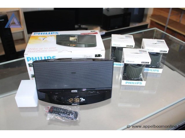 Docking system voor ipod/iphone en 3x bluetooth soundshooter speaker, philips, werking niet gekend - afbeelding 2 van  2