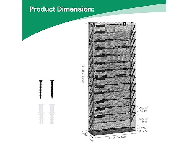 Documentenhouder 14 pockets metaal zwart - afbeelding 2 van  4