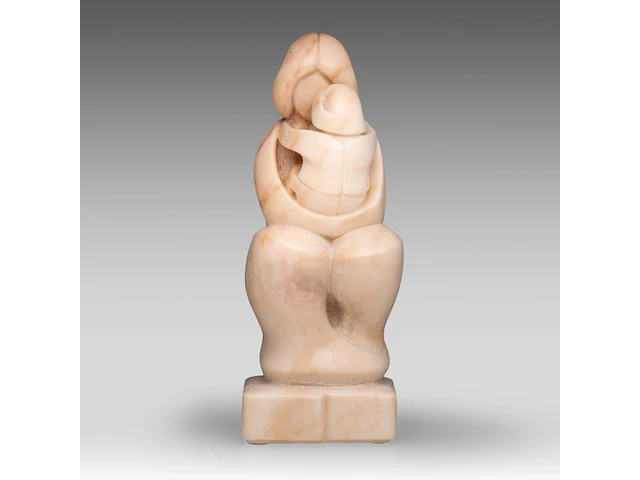 Domenico colanzi (1944), mother and child, marble sculpture 38 cm. (14.96 in.) - afbeelding 1 van  9