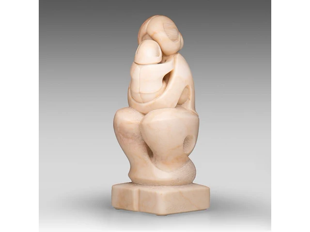 Domenico colanzi (1944), mother and child, marble sculpture 38 cm. (14.96 in.) - afbeelding 2 van  9