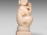 Domenico colanzi (1944), mother and child, marble sculpture 38 cm. (14.96 in.) - afbeelding 5 van  9