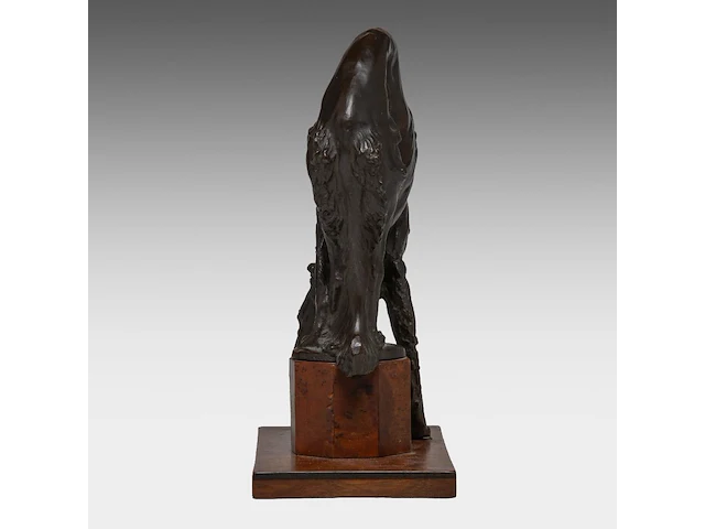 Domien ingels (1881-1946), barzoi, patinated bronze on a burr wood base, by vindevogel foundry 26.5 cm. (10.42 in.) - afbeelding 5 van  8