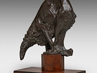 Domien ingels (1881-1946), barzoi, patinated bronze on a burr wood base, by vindevogel foundry 26.5 cm. (10.42 in.) - afbeelding 6 van  8