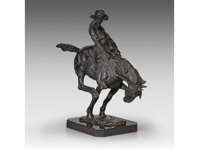 Domien ingels (1881-1946), 'bronco', patinated bronze on a marble base h 41 cm. (16.14 in.), with base 44 cm. (17.32 in.) - afbeelding 6 van  8