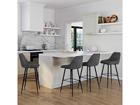 Donkergrijze fluwelen barkrakrukken en metalen poten - set van 4 - afbeelding 2 van  8