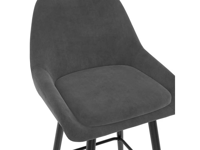 Donkergrijze fluwelen barkrakrukken en metalen poten - set van 4 - afbeelding 5 van  8