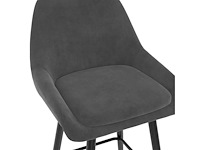 Donkergrijze fluwelen barkrakrukken en metalen poten - set van 4 - afbeelding 5 van  8