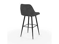 Donkergrijze fluwelen zitplaatsen, barkrakrukken en metalen poten (x4) - afbeelding 7 van  9