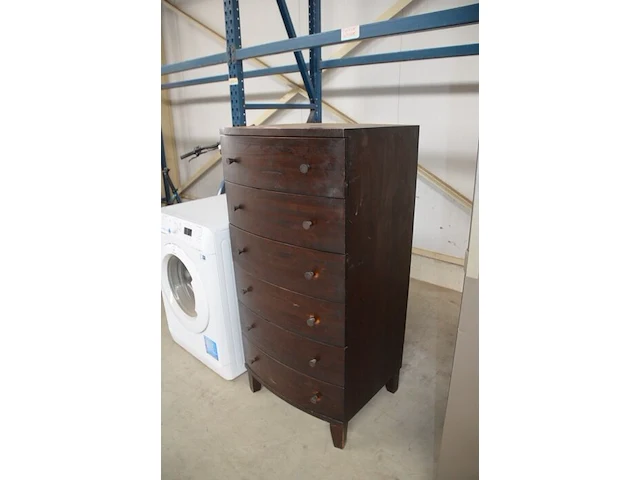 Donkerkleurige houten ladenkast 6 laden - afbeelding 2 van  5