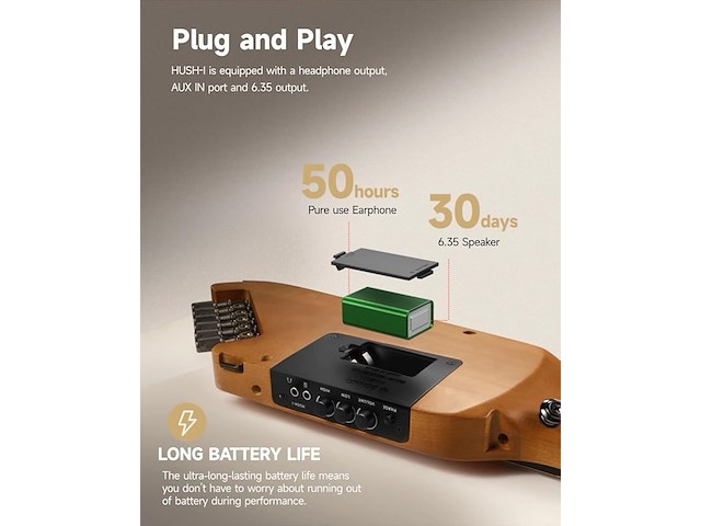 Donner hush-i travel guitar draagbare ultralichte & stille prestaties - afbeelding 2 van  6