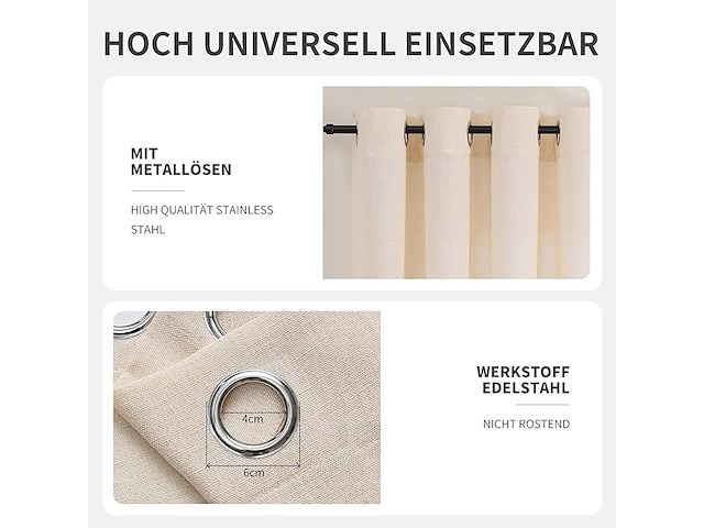 Doorschijnende gordijnen met ringen 132*260cm - afbeelding 2 van  3