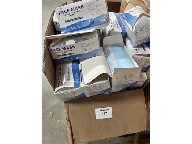 Doos, inh. partij mondmaskers - afbeelding 1 van  3