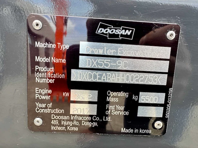 Doosan - 2017 - dx55-9c - midigraafmachine - afbeelding 33 van  40