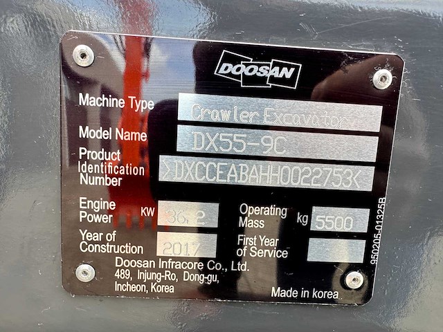 Doosan - 2017 - dx55-9c - midigraafmachine - afbeelding 35 van  40