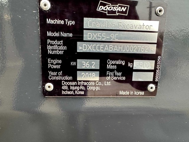 Doosan - 2018 - dx55-9c - midigraafmachine - afbeelding 9 van  42