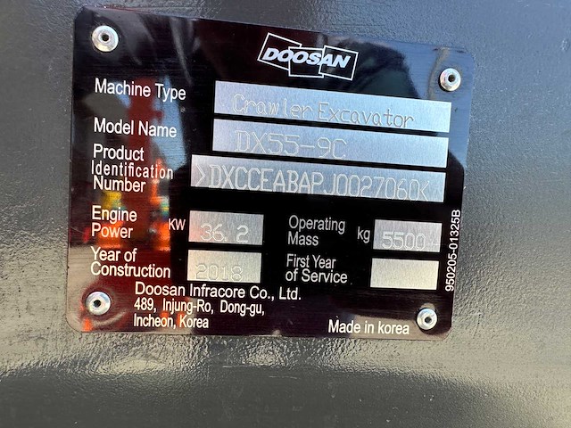 Doosan - 2018 - dx55-9c - midigraafmachine - afbeelding 39 van  39