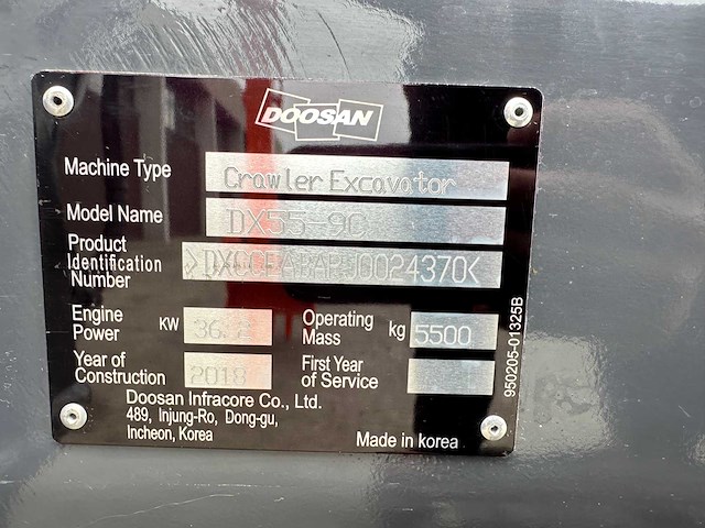 Doosan - 2018 - dx55-9c - midigraafmachine - afbeelding 25 van  25