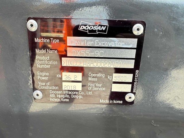 Doosan - 2018 - dx55-9c - midigraafmachine - afbeelding 37 van  37