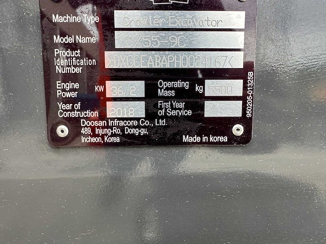 Doosan - 2018 - dx55-9c - midigraafmachine - afbeelding 35 van  40