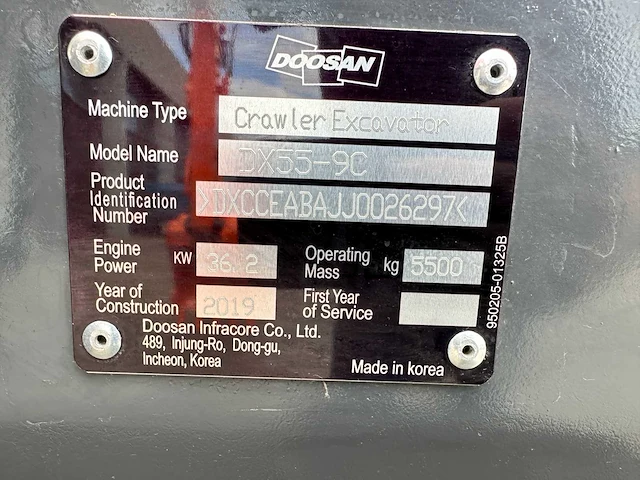 Doosan - 2019 - dx55-9c - midigraafmachine - afbeelding 32 van  41
