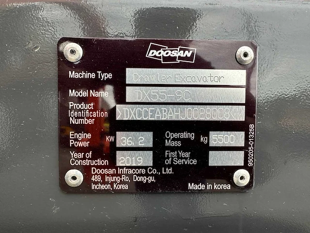Doosan - 2019 - dx55-9c - midigraafmachine - afbeelding 35 van  40