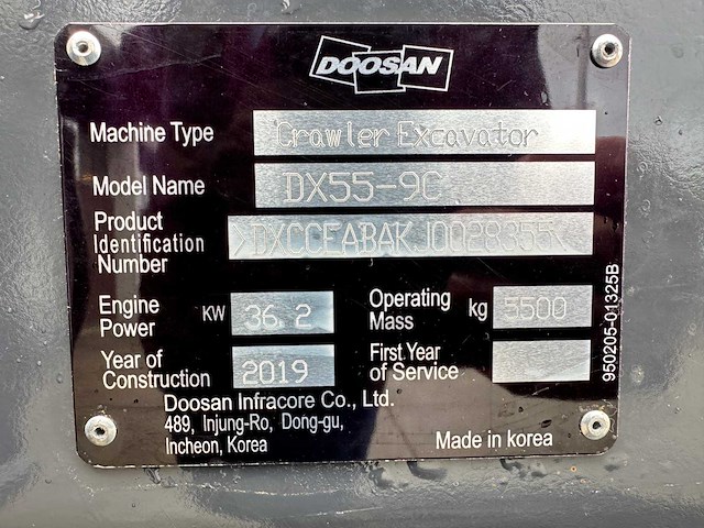 Doosan - 2019 - dx55-9cn - midigraafmachine - afbeelding 36 van  41