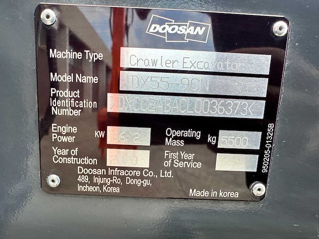 Doosan - 2020 - dx55-9cn - midigraafmachine - afbeelding 37 van  42