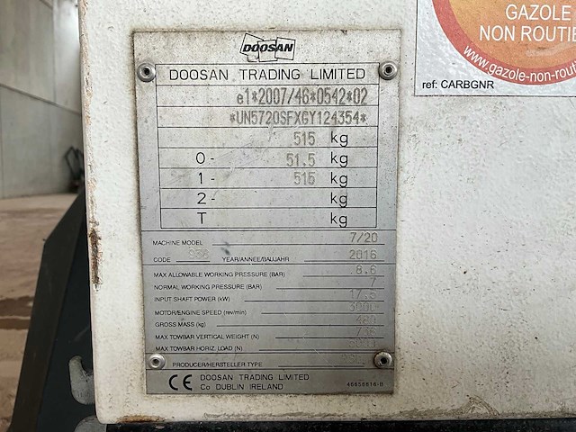 Doosan - 7/20 - air compressors - 2016 - afbeelding 9 van  12