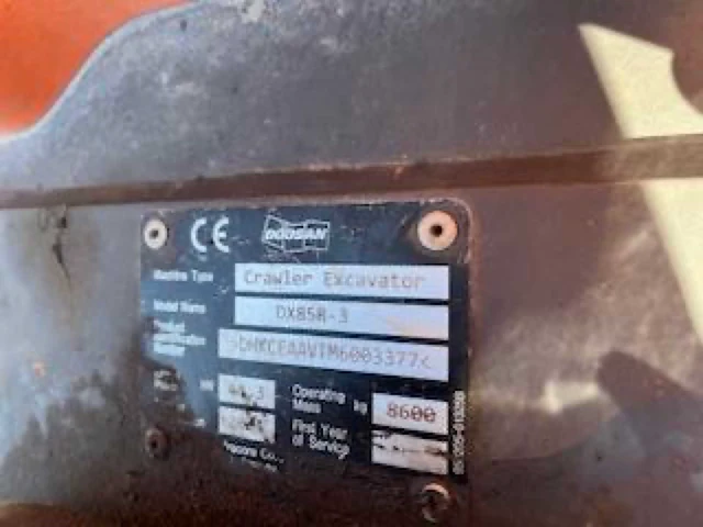 Doosan dx85r doosan dx85r rupsgraafmachine – rupsgraafmachine – 4.896,5 h – bak + blad - afbeelding 11 van  14