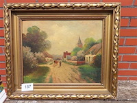 Dorpszicht, paneel, gesigneerd - afbeelding 1 van  3