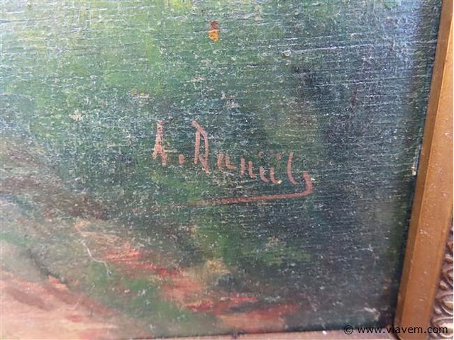 Dorpszicht, paneel, gesigneerd - afbeelding 3 van  3