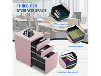 Dossierkast - rollende sokkel - mobiel kantoorkastje met 3 lades - afbeelding 6 van  7