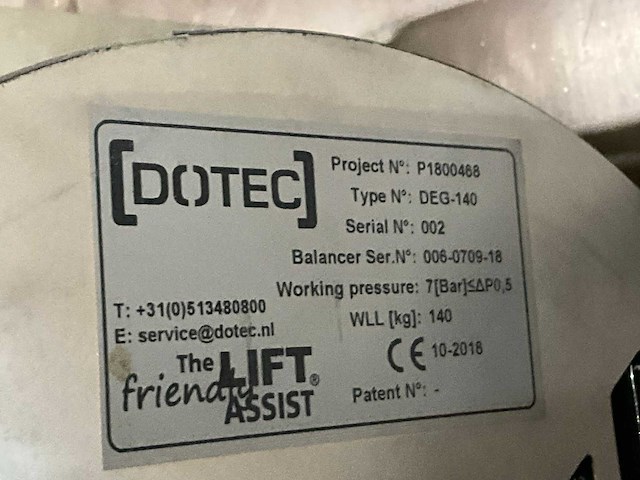 Dotec deg140 pneumatische tilhulp - afbeelding 5 van  5