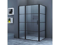 Douchecabine - 120x90 - mat zwart - rechthoek - draaideur - 8mm veiligheidsglas - afbeelding 1 van  3