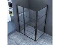Douchecabine - 120x90 - mat zwart - rechthoek - draaideur - 8mm veiligheidsglas - afbeelding 3 van  3