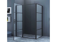 Douchecabine - 140x90 - mat zwart - rechthoek - draaideur - 8mm veiligheidsglas - afbeelding 2 van  3