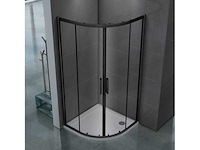 Douchecabine - 80x80 - kwartrond - mat zwart - schuifdeur - hoekinstap - douchecabine - afbeelding 1 van  1