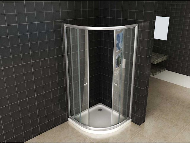 Douchecabine kwartrond 90x90x190cm 5mm antikalk veiligheidsglas met nano coating helder glas - afbeelding 1 van  2