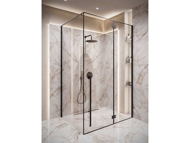 Douchecabine moderaz 140x90 cm – zwart – nano coating – 8 mm veiligheidsglas - afbeelding 1 van  3