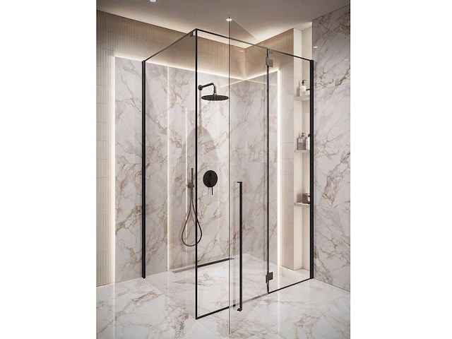 Douchecabine moderaz 90 x 90 x 190 cm - zwart - nano coating - 8mm - afbeelding 2 van  3