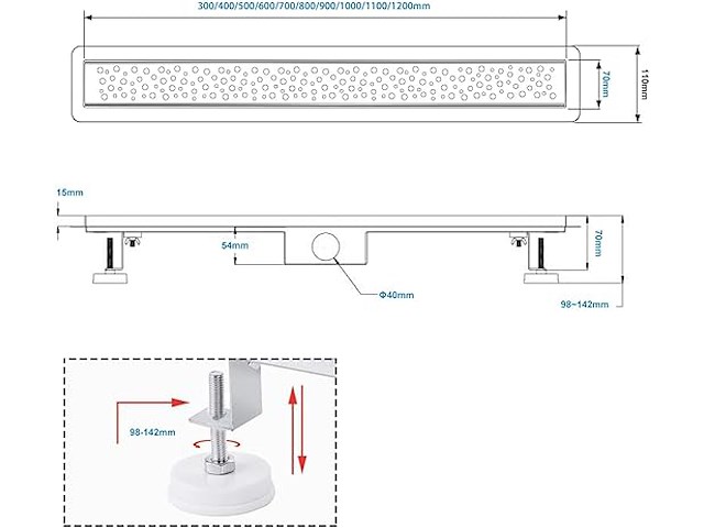 Douchegoot rvs 100cm ultraplat met sifon - afbeelding 2 van  7