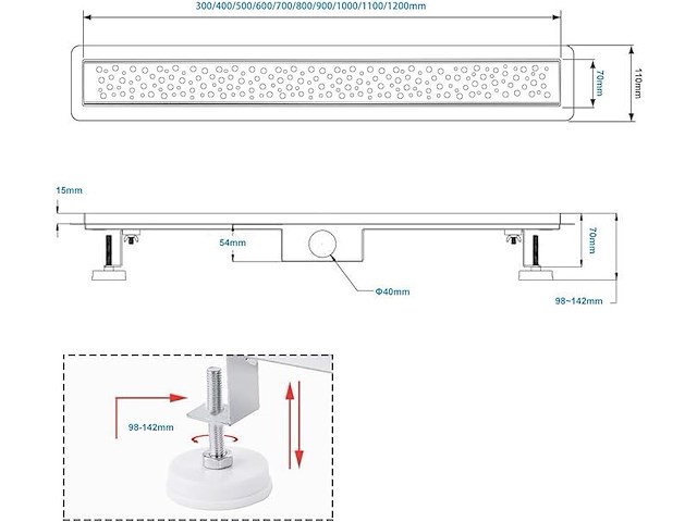 Douchegoot rvs 100cm ultraplat met sifon - afbeelding 3 van  4