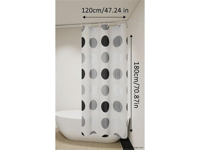 Douchegrdijn 120x180cm met ringen - afbeelding 1 van  1