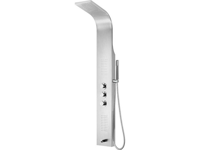 Douchepaneel – mat chroom – thermostatisch met hand- en hoofddouche - afbeelding 1 van  3