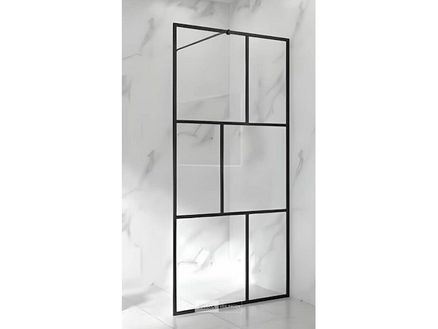 Douchewand glas/alu zwart - 120x190 cm (ref 001) - afbeelding 1 van  1